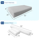 STYLE 6 Crib Size Mattress Foam, Bolster Pillow Cushion Polyester Fiberfill Inserts for Outdoor Indoor Daybed Porch Swing Bed | INSERT ONLY |