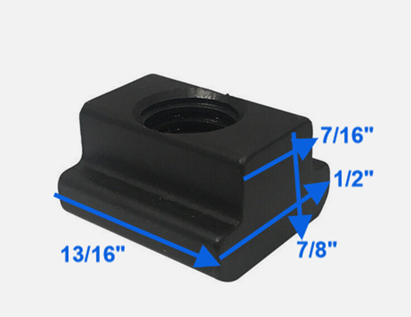 10 Pc 1/2" T-Slot Nut 3/8''-16 Thread Table Slot Tapped Through Black Oxide Finish