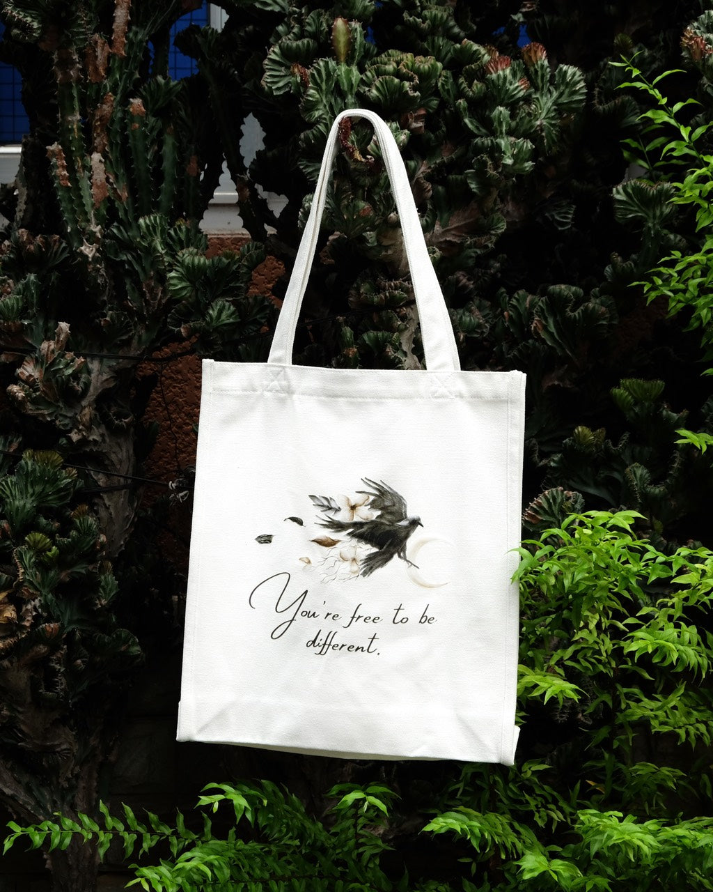 13-1/2"L x 15"H Reusable Canvas Grocery Bag Shopping Bird Tote Bag Cotton Bag