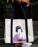 16"L x 13"H Reusable Canvas Grocery Bag Shopping Geisha Tote Bag Cotton Bag