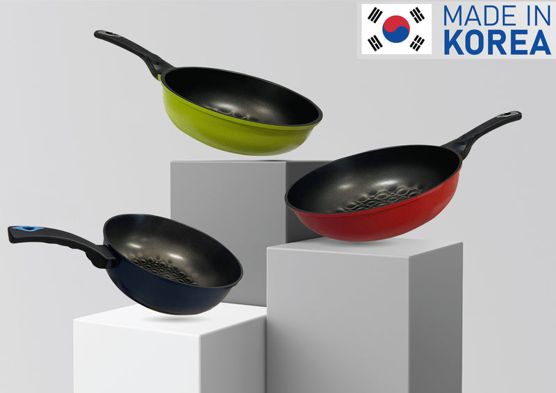MADE IN KOREA-3D Diamond Coating Nonstick Wok Frying Pan 12 Dia. x 3-5/8  Depth