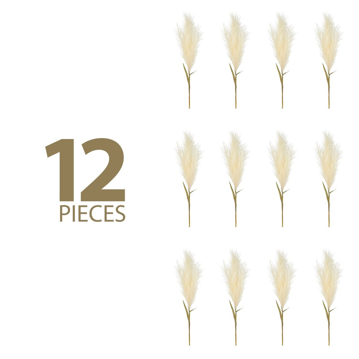 12 Pcs 33'' Single Pampas Grass Plume Stem Artificial Pampas Grass Home Decor
