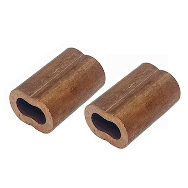 2 Pc 3/8" Copper Sleeve Wire Rope Swage Crimp Crimping Clip Duplex Oval Sleeves