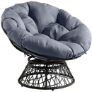 6-inch thick papasan cushion on black rattan chair for indoor or outdoor use