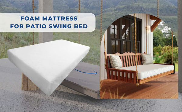 Full Size 75x54x6 Outdoor Foam Daybed Mattress High Density 1.8 PCF Medium Firm For Patio Daybed Porch Swing Bed
