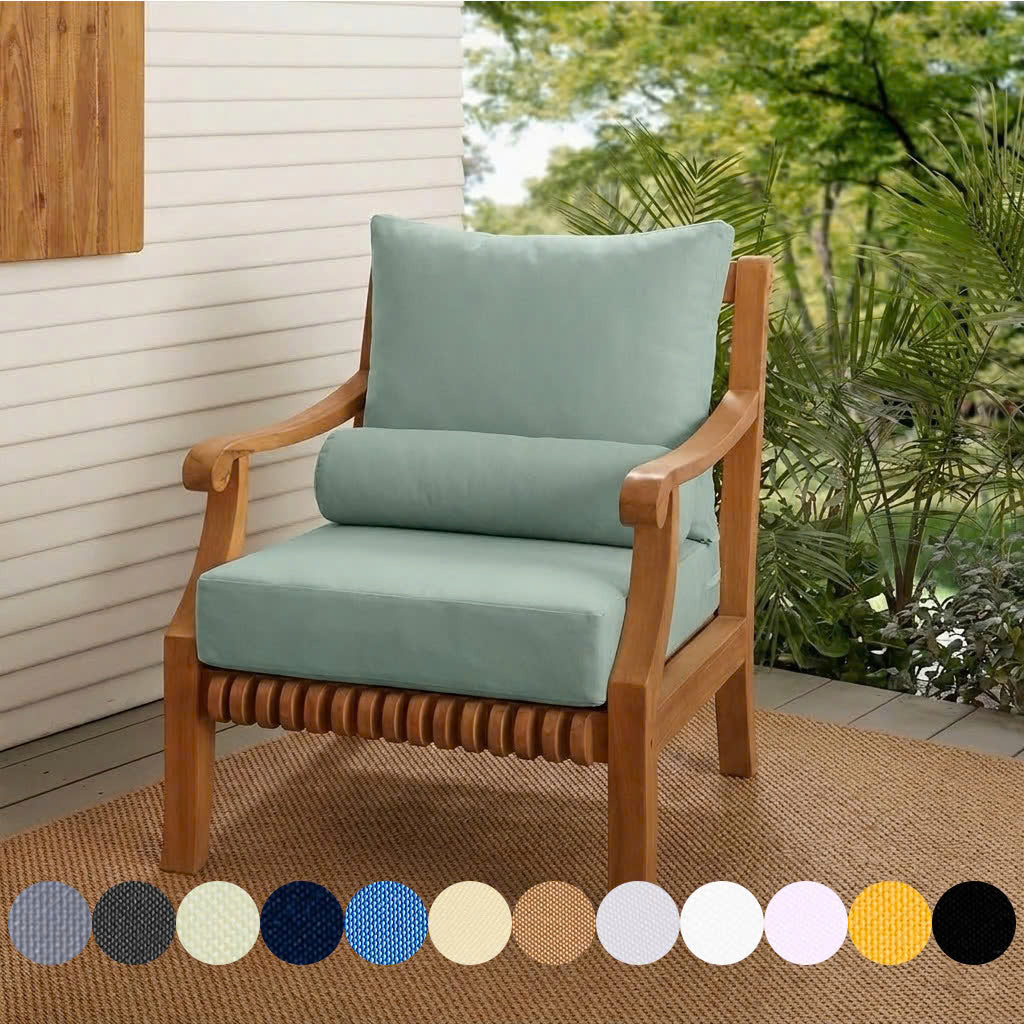 Small Size 23"x24"x6" Outdoor Deep Seat Cushion with Bolster, Water Repellent, Patio Deep Seat Backrest Cushion Bolster Pillow Insert and Slipcover Set