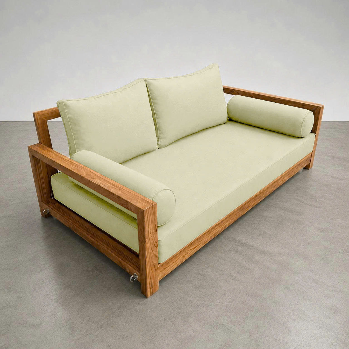 Style 1 Complete Set Twin Size Wood Patio Sofa Daybed + Cushion Inserts + Covers