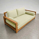 Style 1 Complete Set Twin Size Wood Patio Sofa Daybed + Cushion Inserts + Covers