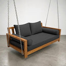 Style 1 Complete Set Twin Size Wood Patio Sofa Daybed + Cushion Inserts + Covers