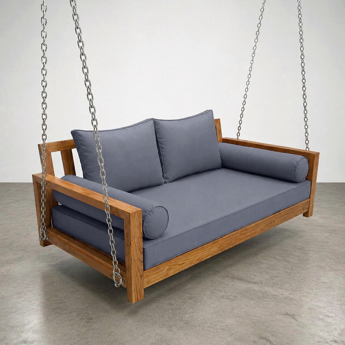 Style 1 Complete Set Twin Size Wood Patio Sofa Daybed + Cushion Inserts + Covers