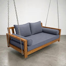 Style 1 Complete Set Twin Size Wood Patio Sofa Daybed + Cushion Inserts + Covers