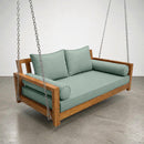 Style 1 Complete Set Twin Size Wood Patio Sofa Daybed + Cushion Inserts + Covers