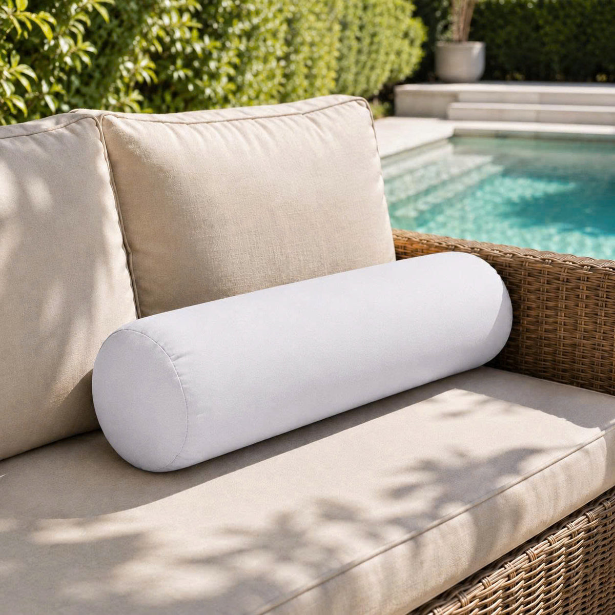 Large Size 26"x6" Outdoor Bolster Pillow Water Repellent Decorative Bolster Pillow Insert and Cover for Porch Swing Couch Sofa Cushion Patio Furniture