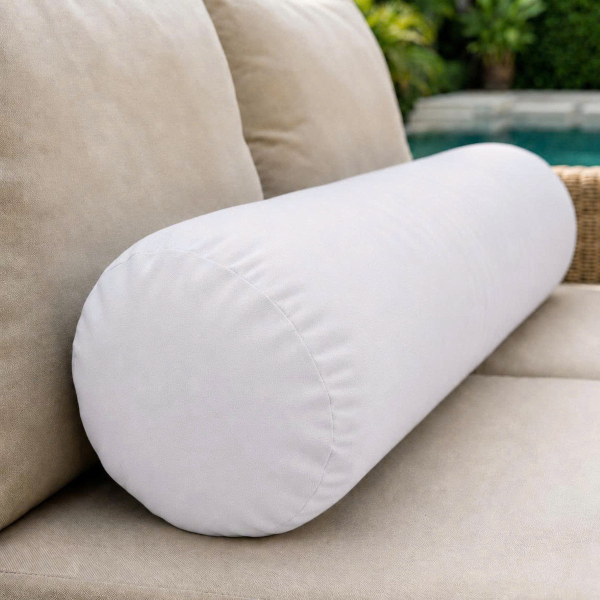 Large Size 26"x6" Outdoor Bolster Pillow Water Repellent Decorative Bolster Pillow Insert and Cover for Porch Swing Couch Sofa Cushion Patio Furniture