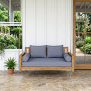 Style 1 Complete Set Twin Size Wood Patio Sofa Daybed + Cushion Inserts + Covers
