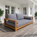 Style 1 Complete Set Twin Size Wood Patio Sofa Daybed + Cushion Inserts + Covers