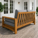 Style1 Complete Set Twin Size Wood Patio Sofa Daybed + Cushion Inserts + Covers