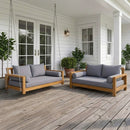 Style1 Complete Set Twin Size Wood Patio Sofa Daybed + Cushion Inserts + Covers