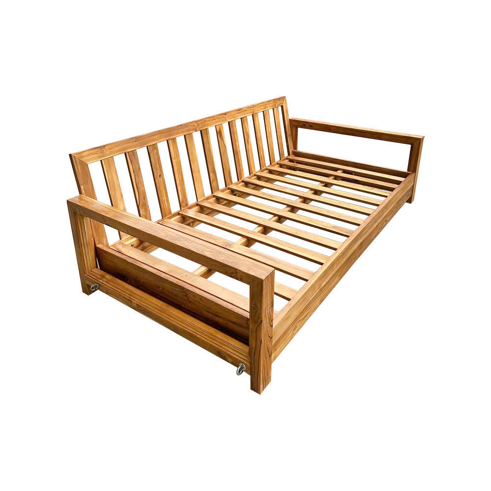 Style 1 Complete Set Twin Size Wood Patio Sofa Daybed + Cushion Inserts + Covers