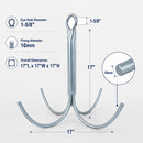 Heavy Duty Galvanized Steel 4-Prong Grapnel Anchor, Boat Anchor for Kayak, Jet Ski, Canoe, Small Watercraft, and Marine Use