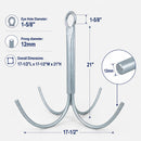 Heavy Duty Galvanized Steel 4-Prong Grapnel Anchor, Boat Anchor for Kayak, Jet Ski, Canoe, Small Watercraft, and Marine Use