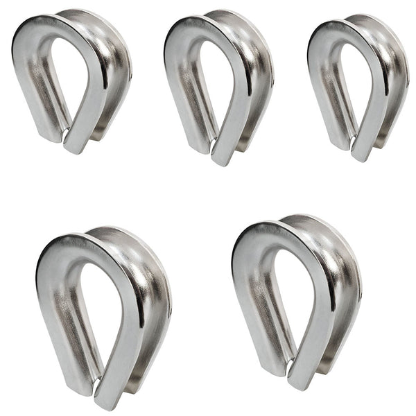 5 Pc 3/16" Stainless Steel 316 Marine HEAVY DUTY Wire Rope Chain THIMBLE Rig Anchor Boat