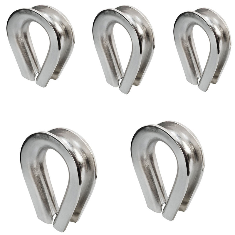 5 Pc 1/8" Stainless Steel 316 Marine HEAVY DUTY Wire Rope Chain THIMBLE Rig Anchor Boat
