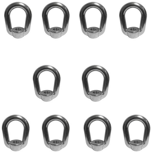 10 PCS SS-316 EYE NUT 1/4" UNC Tap Thread Stainless Steel Marine 460 lbs