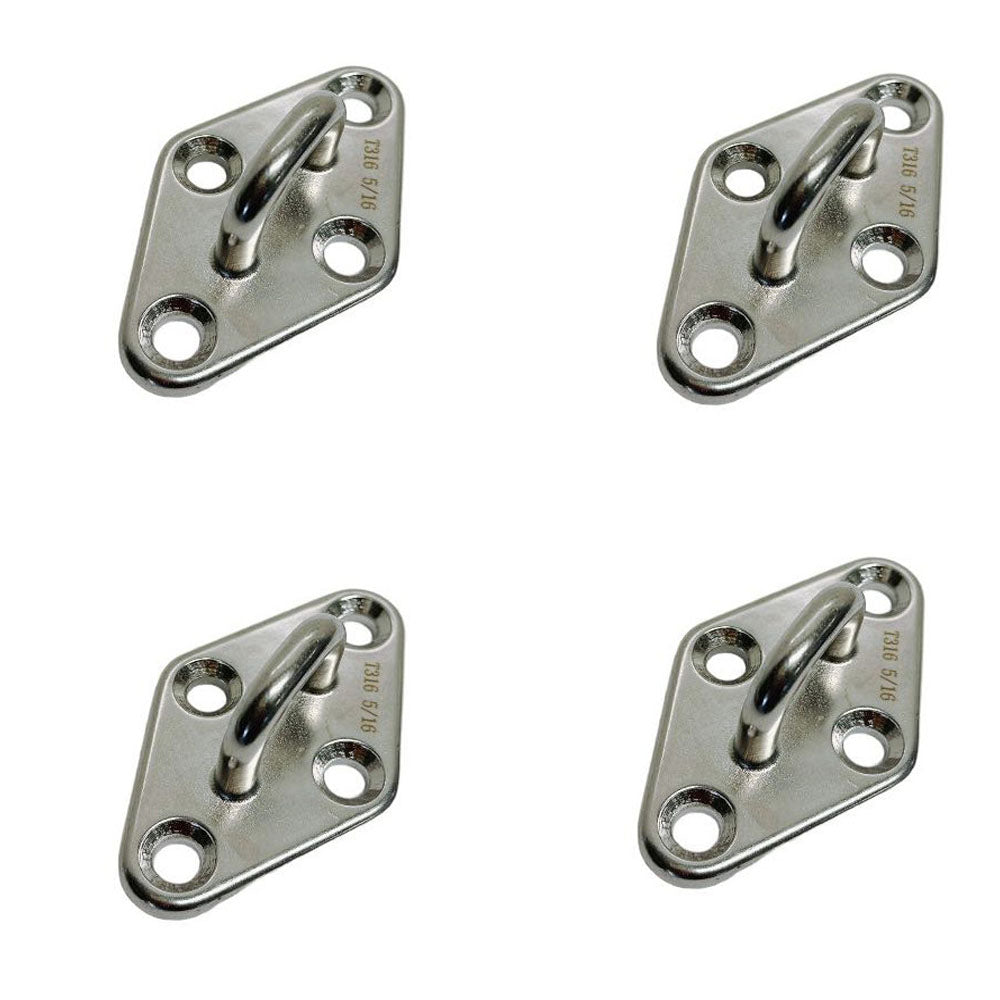 4 Pc Marine Boat Stainless Steel 5/16" Diamond Pad Eye Welded SS316 Eye Pad Lift