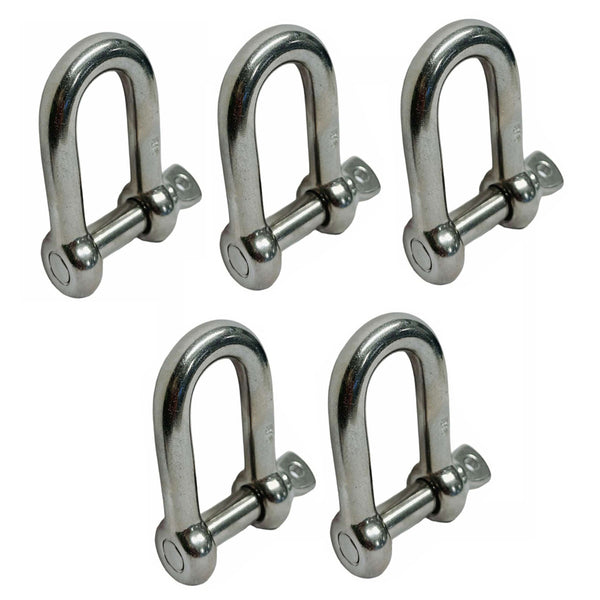 5 PC 3/8" Chain D type Rigging Bow Shackle Anchor Boat Stainless Steel Paracord