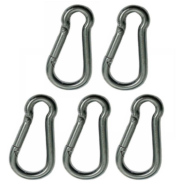 5 PC 1/4" x 60mm Carabiner Spring Snap Hook  Marine Stainless Steel 180 Lbs