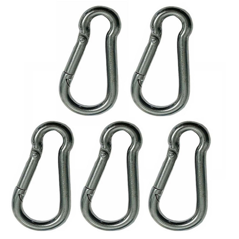 5 PC 1/4" x 60mm Carabiner Spring Snap Hook  Marine Stainless Steel 180 Lbs