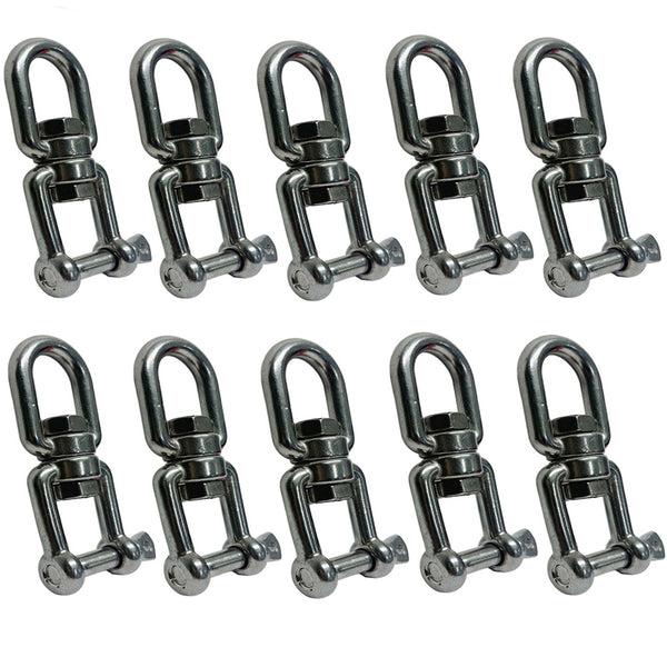 10 Pc Stainless Steel 5/16" JAW EYE Swivel Boat Marine Mooring SS 316 1100 Lbs WLL