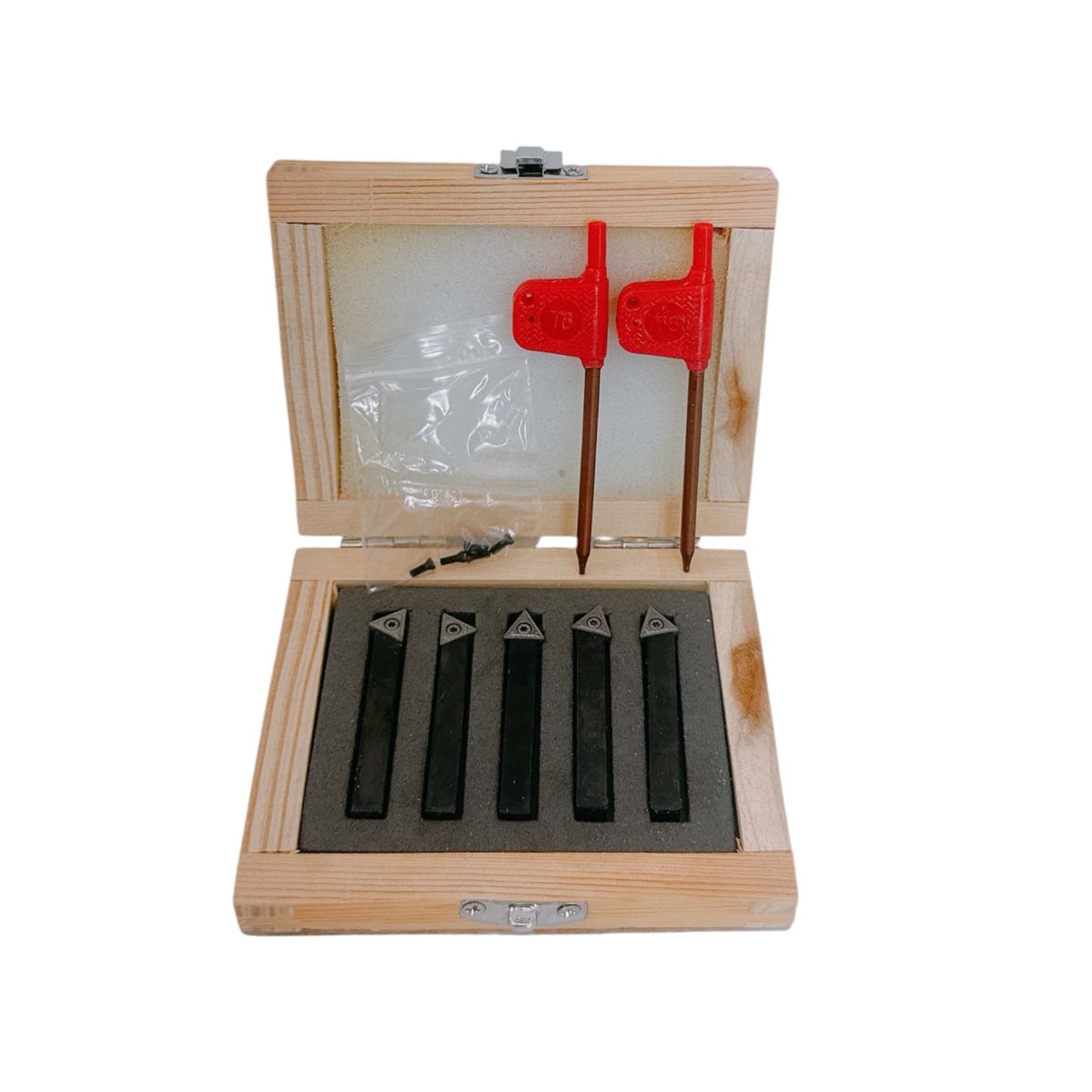 5 PC 1/4'' Indexable Carbide Insert Lathe Turning Tool Bit + 10 Pc Tips COMBO