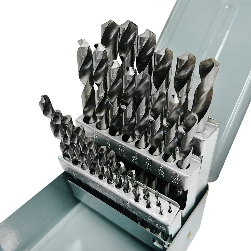 29 Pc HSS 1/16 - 1/2" By 64ths Jobber Drill Set Metal Index Straight Shank Drilling