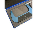 
Blue case containing 5-6 inch outside micrometer .0001" accuracy and accessories.