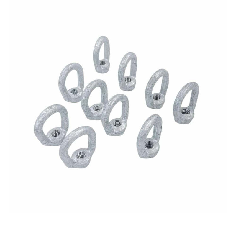 10 Pc Hot Dipped Galvanized 5/16" Thickness Eye Nut With 3/8"-16 Tap 1250 Lbs WLL