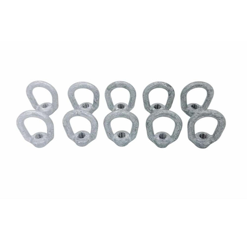 10 Pc Hot Dipped Galvanized 5/16" Thickness Eye Nut With 3/8"-16 Tap 1250 Lbs WLL