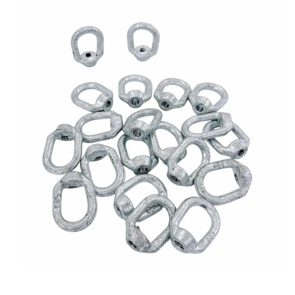 20 Pc Hot Dipped Galvanized 1/4" Thickness Eye Nut With 1/4"-20 Tap, 520 Lbs WLL