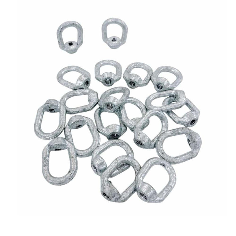 20 Pc Hot Dipped Galvanized 1/4" Thickness Eye Nut With 1/4"-20 Tap, 520 Lbs WLL