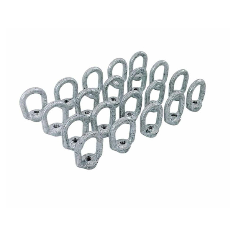20 Pc Hot Dipped Galvanized 1/4" Thickness Eye Nut With 1/4"-20 Tap, 520 Lbs WLL