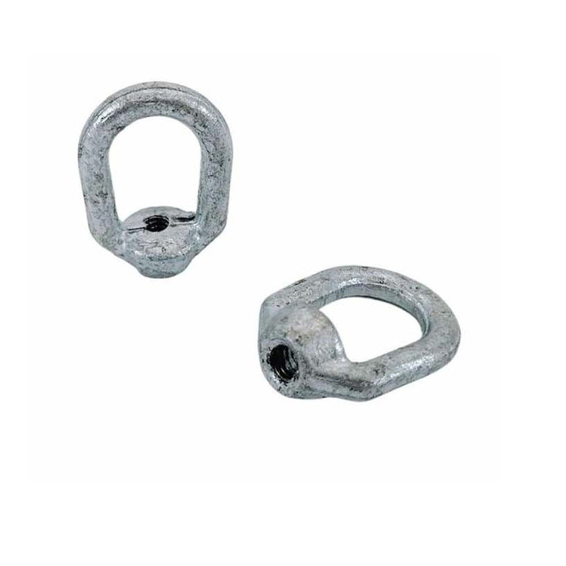 2 Pc Hot Dipped Galvanized 1/4" Thickness Eye Nut With 1/4"-20 Tap, 520 Lbs WLL