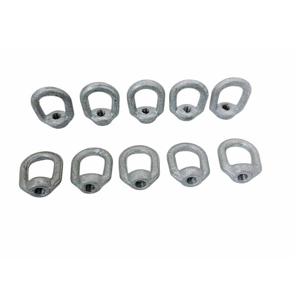 10 Pc Hot Dipped Galvanized 1/4" Thickness Eye Nut With 5/16"-18 Tap 850 Lbs WLL