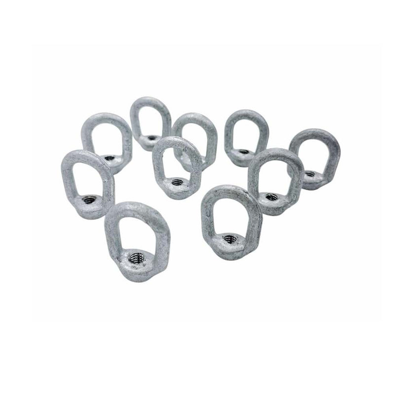 10 Pc Hot Dipped Galvanized 1/4" Thickness Eye Nut With 5/16"-18 Tap 850 Lbs WLL
