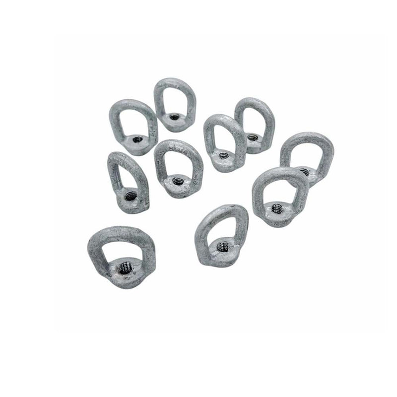 10 Pc Hot Dipped Galvanized 1/4" Thickness Eye Nut With 5/16"-18 Tap 850 Lbs WLL