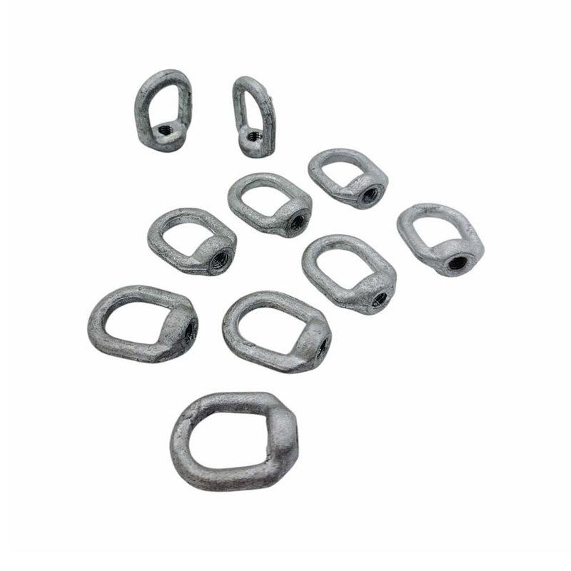 10 Pc Hot Dipped Galvanized 1/4" Thickness Eye Nut With 5/16"-18 Tap 850 Lbs WLL