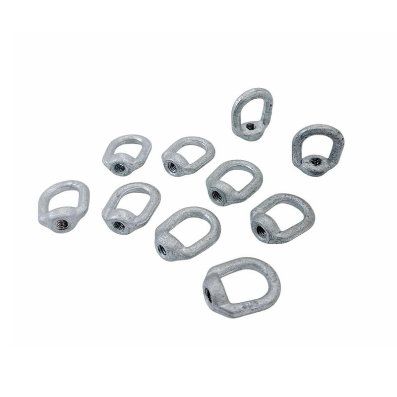 10 Pc Hot Dipped Galvanized 1/4" Thickness Eye Nut With 5/16"-18 Tap 850 Lbs WLL
