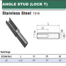 316 Stainless Steel Hand Swage Angle Stud for 1/8", 3/16" Cable Railing (PACK 5)