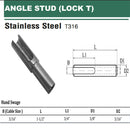 316 Stainless Steel Hand Swage Angle Stud for 1/8", 3/16" Cable Railing (PACK 5)