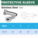 100 Pc T316 Stainless Steel Protective Protector Sleeves 1/8, 3/16" Cables